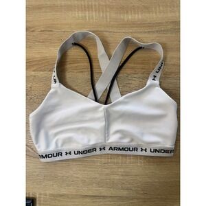 Under Armour Womens White Crossback Sports Bra Medium 1361033 Gym Yoga Workout